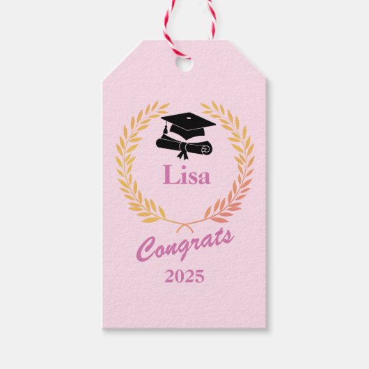 シンプルモダンカスタム年名卒業パーティー ギフトタグ (正面)