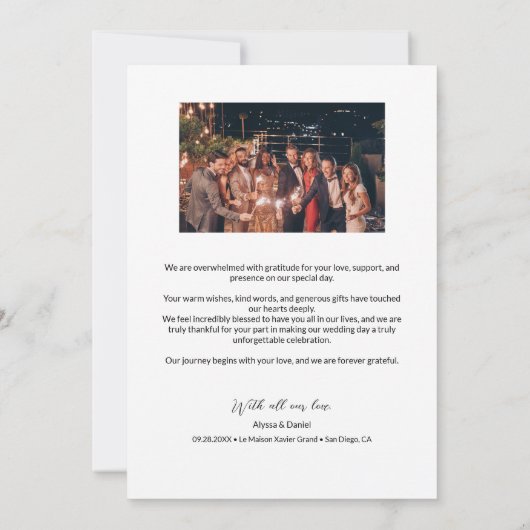 シンプルモダンカスタム2の結婚写真 サンキューカード (裏面)