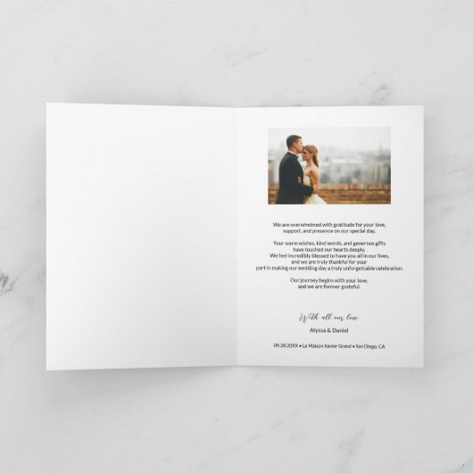 シンプルモダンカスタム2の結婚写真 サンキューカード (内部)
