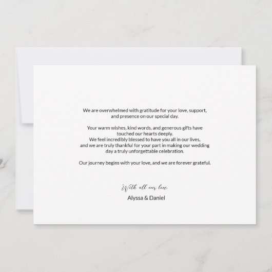 シンプルモダンカスタム3結婚の写真 サンキューカード (裏面)