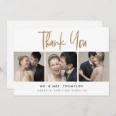 シンプルモダンカスタム3結婚の写真 サンキューカード (正面/裏面)