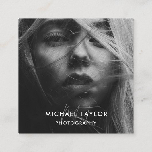 シンプルモダンカスタムSNS QRコード写真 スクエア名刺 (裏面)