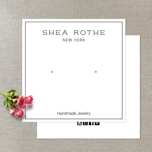 シンプルモダンカッコいい白スタッドイヤリング表示カード