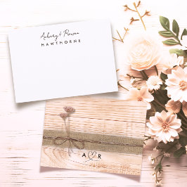 シンプルモダンカップルウッド素朴赤面ワイルドフラワー ノートカード