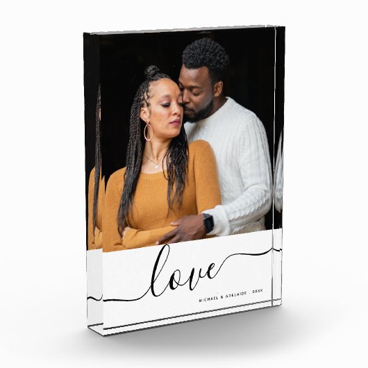 シンプルモダンカップルカスタムフォトバレンタインデー フォトブロック (左)