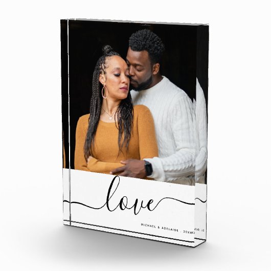シンプルモダンカップルカスタムフォトバレンタインデー フォトブロック (右)
