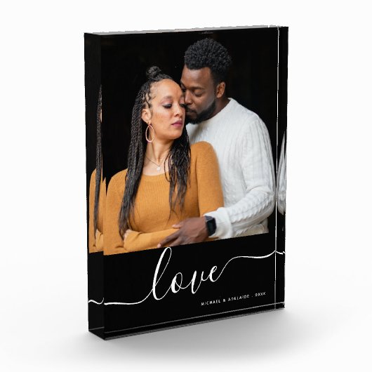 シンプルモダンカップルカスタムフォトバレンタインデー フォトブロック (左)