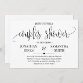 シンプルモダンカップルシャワーミニマ結婚リスト 招待状 (正面/裏面)