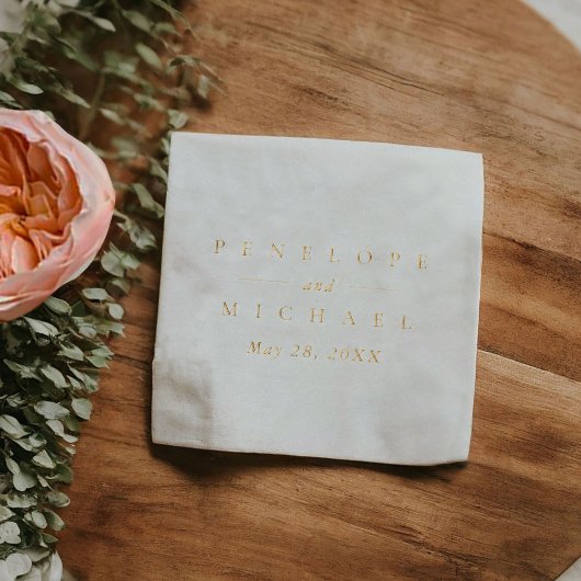 シンプルモダンカップル名モノグラム 箔ナプキン