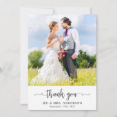 シンプルモダンカップル結婚写真パーソナライズされたs サンキューカード (正面)