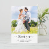 シンプルモダンカップル結婚写真パーソナライズされたs サンキューカード (スタンド正面)