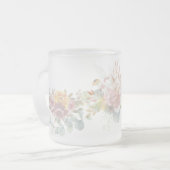 シンプルモダンカラフルフローラ花 フロストグラスマグカップ (正面左)