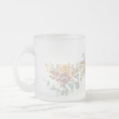 シンプルモダンカラフルフローラ花 フロストグラスマグカップ (左)