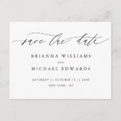 シンプルモダンカリグラフィー結婚式 Save Our Date 案内ポストカード (正面)