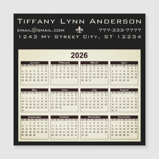 シンプルモダンカレンダ黒とアイボリーベージュ (正面)