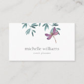 シンプルモダンガーデングリーンリーボタニカルトンフライ 名刺 (正面)