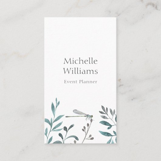 シンプルモダンガーデングリーンリー植物性ダンセルフライ 名刺 (正面)
