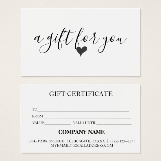 シンプルモダンギフト券 (正面&裏面)