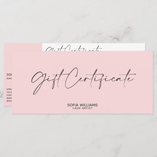 シンプルモダンギフト証明書ギフトカード追加ロゴ (正面/裏面)