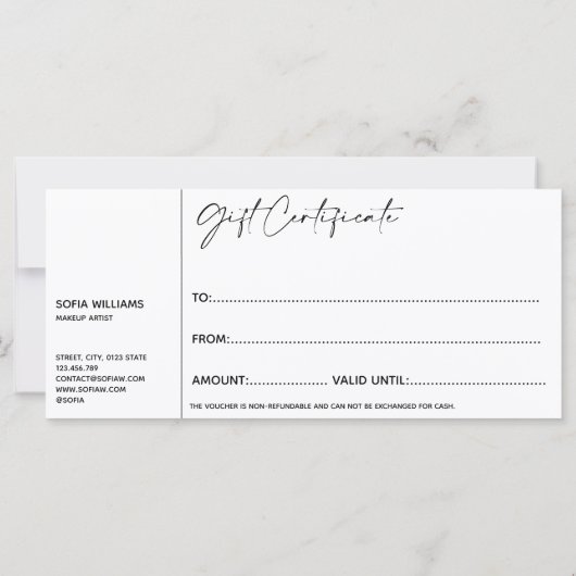 シンプルモダンギフト証明書ギフトカード追加ロゴ (裏面)