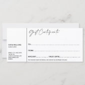 シンプルモダンギフト証明書ギフトカード追加ロゴ (裏面)