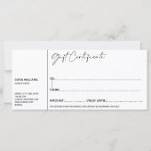 シンプルモダンギフト証明書ギフトカード追加ロゴ (裏面)