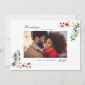 シンプルモダンクリスマスさくらんぼ白い赤の写真 シーズンカード (正面)