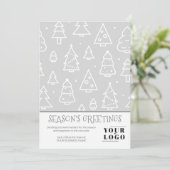 シンプルモダンクリスマスの木の挨拶カスタムのロゴ シーズンカード (スタンド正面)