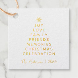 シンプルモダンクリスマスの木の願い金ゴールド フェイバータグ