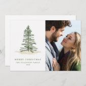 シンプルモダンクリスマスエバーグリーンフォトカード シーズンカード (正面/裏面)