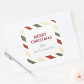 シンプルモダンクリスマスストライプ家族ギフト スクエアシール (封筒)