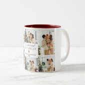 シンプルモダンクリスマスツリーファミリーフォトコラージュ ツートーンマグカップ (正面右)