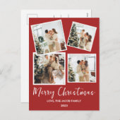 シンプルモダンクリスマスツリー家族4写真 シーズンポストカード (正面/裏面)