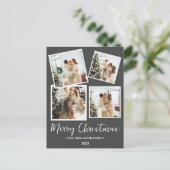 シンプルモダンクリスマスツリー家族4写真 シーズンポストカード (スタンド正面)