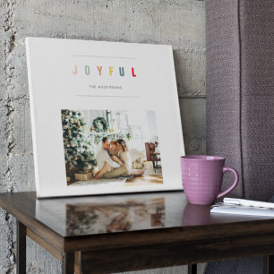 シンプルモダンクリスマス写真 Joyful Holiday キャンバスプリント