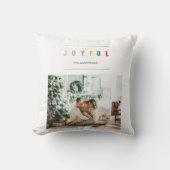 シンプルモダンクリスマス写真 | Joyful Holiday クッション (正面)