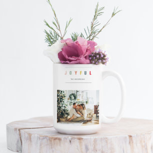 シンプルモダンクリスマス写真 Joyful Holiday コーヒーマグカップ
