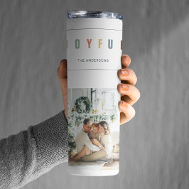 シンプルモダンクリスマス写真 | Joyful Holiday タンブラー