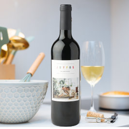 シンプルモダンクリスマス写真 | Joyful Holiday ワインラベル