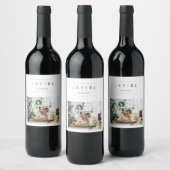 シンプルモダンクリスマス写真 | Joyful Holiday ワインラベル (ボトル)