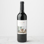 シンプルモダンクリスマス写真 | Joyful Holiday ワインラベル (正面)