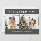 シンプルモダンクリスマス家族2枚の写真 シーズンカード (正面)