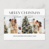 シンプルモダンクリスマス家族2枚の写真 シーズンポストカード (正面)