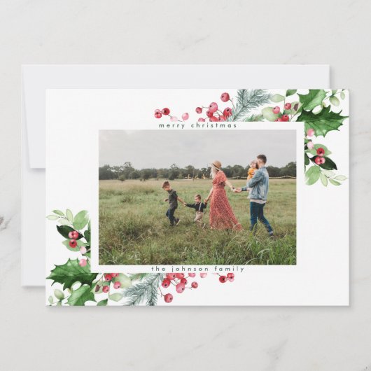 シンプルモダンクリスマス白雪挨拶の写真 シーズンカード (正面)