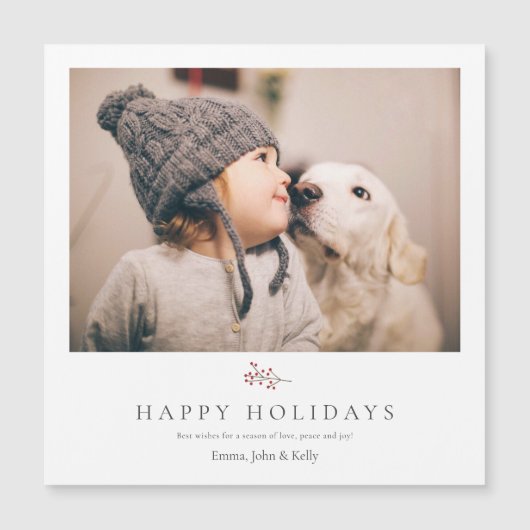 シンプルモダンクリスマス祝いフォトマグネットカード (正面)