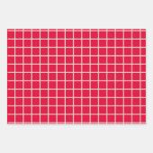 シンプルモダンクリスマス赤グリッド線パターン ラッピングペーパーシート (正面3)