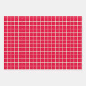 シンプルモダンクリスマス赤グリッド線パターン ラッピングペーパーシート (正面2)