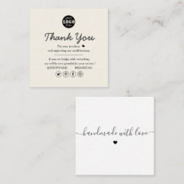 シンプルモダンクリームとホワイトありがとう スクエア名刺