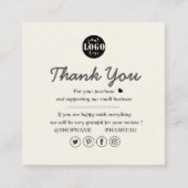 シンプルモダンクリームとホワイトありがとう スクエア名刺 (正面)