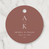 シンプルモダンクリームブラウンモノグラム結婚ズ フェイバータグ (正面)